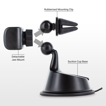 Olixar TriMount Windscreen, Dashboard & Vent Phone Car Holder for Phones