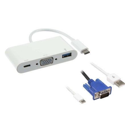 Cable USB a VGA F con puerto USB Techplus 3.1 - Blanco