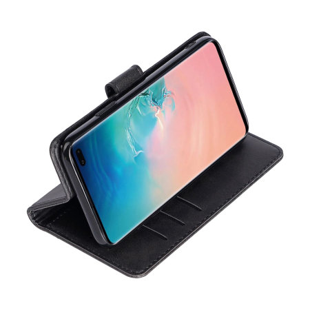 Olixar Leather-Style Galaxy S10 Wallet Stand Case - Black