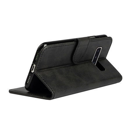 Olixar Läder-Style Galaxy S10 plånbok stand fall- Svart