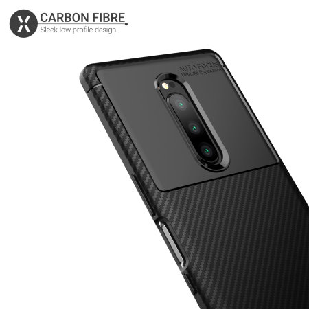 Olixar Sony Xperia 1 Carbon Fibre Case - Zwart