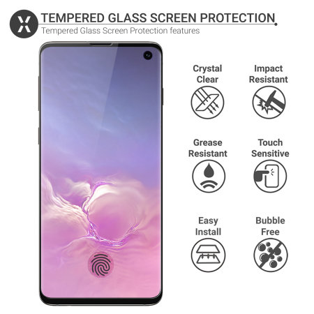 Olixar Galaxy S10 Case Compatible Glass Screen Protector - Black