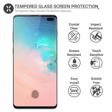 Olixar Samsung Galaxy S10 Plus Case Compatible Glass Screen Protector - Black
