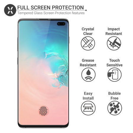 Olixar Galaxy S10 Plus Full Cover Glass Screen Protector - Black