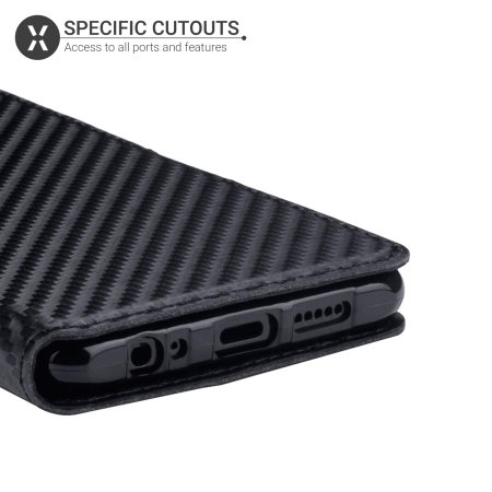 FUnda Huawei P30 Olixar Low Profile fibra carbono tipo cartera - Negra