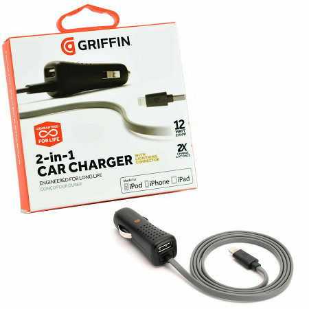 Griffin PowerJolt Dual Port Lightning Cable & USB Car Charger - Black