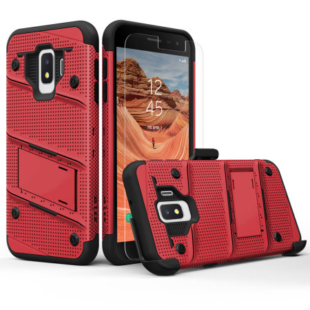 Coque Samsung Galaxy J2 Zizo Bolt – Clip & Verre trempé – Rouge