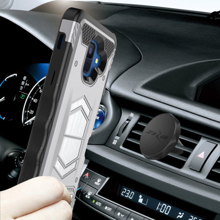 Zizo Electro Samsung A6 Tough Case & Magnetic Vent Car Holder - Silver
