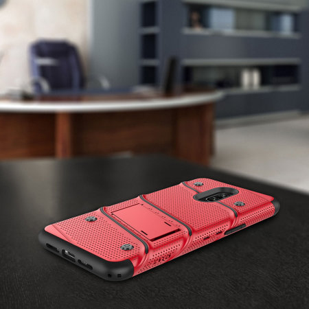 Coque OnePlus 6T Zizo Bolt – Clip ceinture & Verre trempé – Rouge