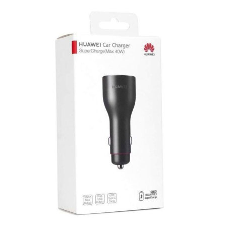 Official Huawei Black 40W USB-A Dual Port Car Charger with 1m USB-C Cable