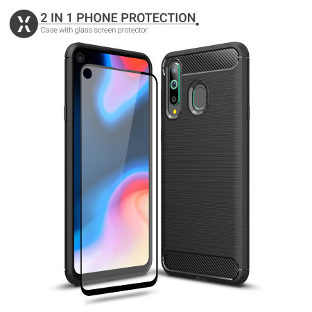 Olixar Sentinel Samsung A8S Case And Glass Screen Protector - Black