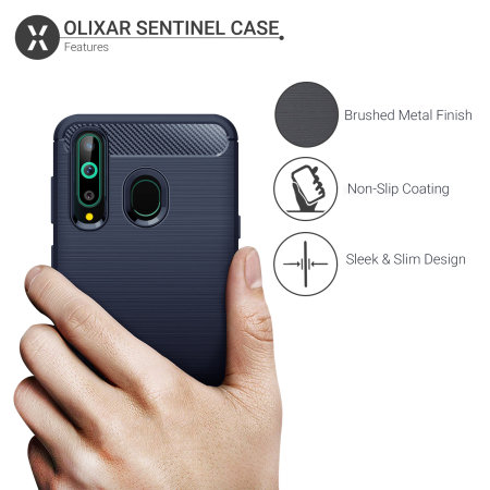 Olixar Sentinel Samsung A8S Gehäuse und Glas Bildschirmschutz - Blau