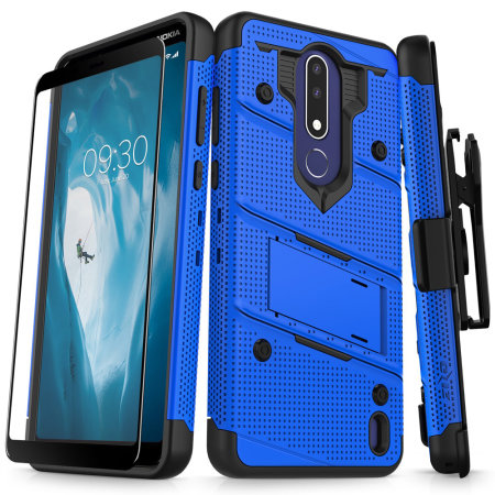 Zizo Bolt Nokia 3.1 Plus Case & Screen Protector- Blue and Black