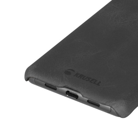 Coque Sony Xperia 10 Krusell Sunne en cuir véritable – Noir vintage
