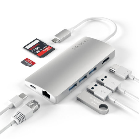 raket færge Watchful Satechi USB-C Aluminium Multi-Port 4K HDMI Adapter & Hub V2 - Silver