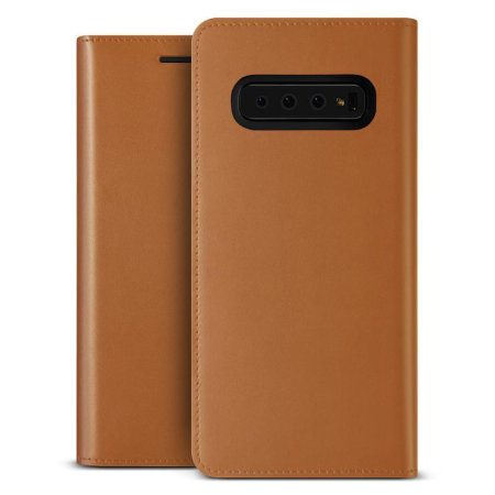 VRS Design Genuine Leather Samsung Galaxy S10 Wallet Case - Brown