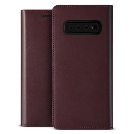 VRS Design Genuine Leather Samsung Galaxy S10 Wallet Case - Wine