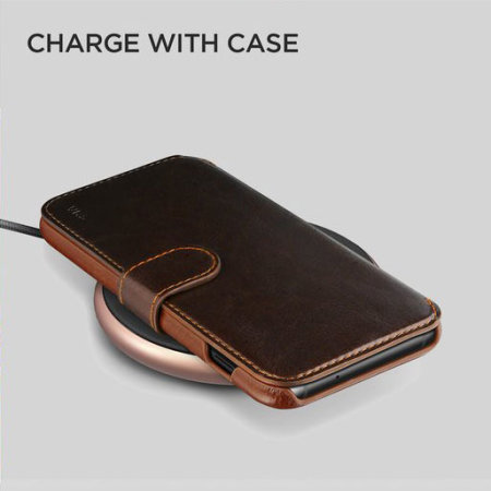 VRS Design Dandy Leather-Style Galaxy S10 Plus Plånboksfodral-Mörkbrun