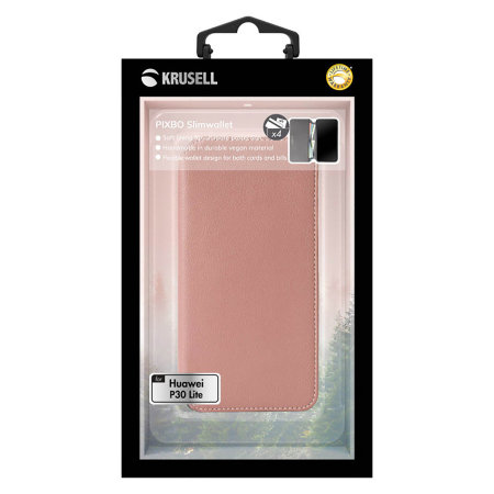 Krusell Pixbo Huawei P30 Lite Slim Leather 4 Card Wallet Case - Pink