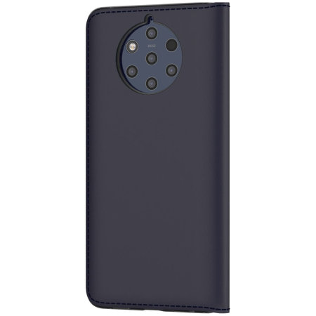 Official Nokia 9 Pureview Premium Leather Flip Cover Case - Dark Blue