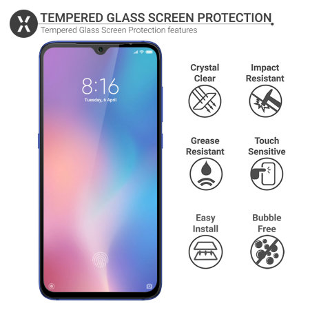 Olixar Xiaomi Mi 9 gehärtetes Glas Bildschirmschutzfolien