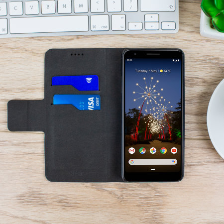 Olixar Leather-Style Google Pixel 3a XL Wallet Stand Case - Black