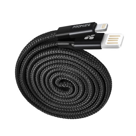 Promate Aluminium USB-A to Apple lightning Cable - Black