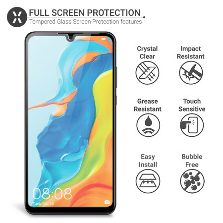Olixar Huawei P30 Lite Full Cover Glass Screen Protector - Black