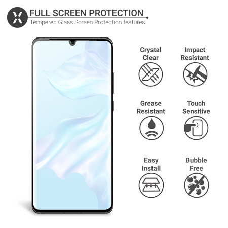 Olixar Huawei P30 Pro heltäckande Glass Skärmskydd - Svart