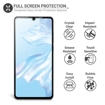 Olixar Full Cover Tempered Glas Huawei P30 Displayschutz -Schwarz