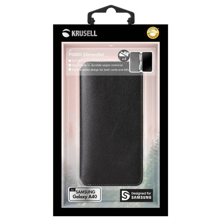 Krusell Pixbo Samsung Galaxy A40 Slim Leather Wallet Case - Black
