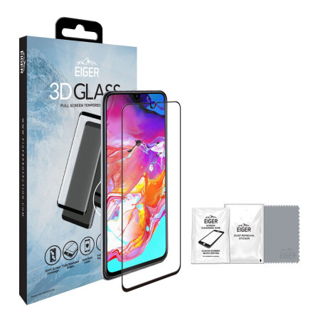 Protection d'écran Galaxy A70 Eiger 3D Glass en verre trempé – Noir