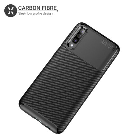 Coque Samsung Galaxy A70 Olixar effet carbone TPU en gel – Noir