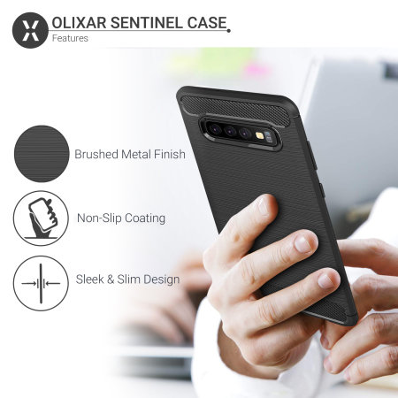 Olixar Sentinel Samsung S10 Plus Case & Glass Screen Protector - Black