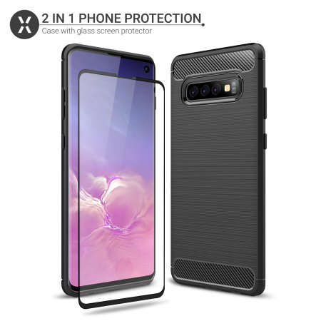 Olixar Sentinel Samsung S10 Case And Glass Screen Protector-  Black