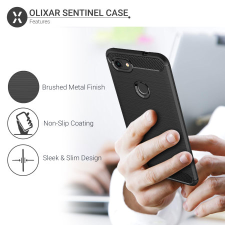 Olixar Sentinel Pixel 3a XL Hülle und Glas Displayschutz - Schwarz