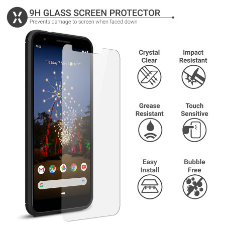 Olixar Sentinel Google Pixel 3a XL Case & Glass Screen Protector-Black