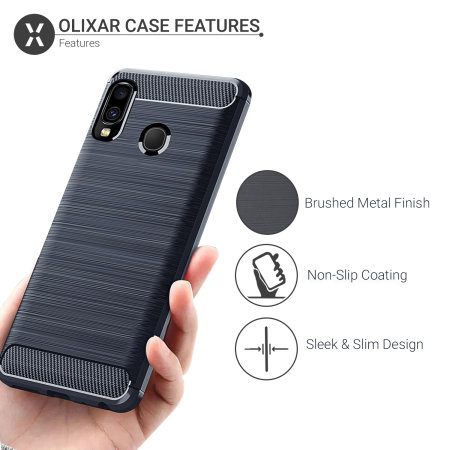Olixar Carbon Fibre Samsung Galaxy A30 Case - Blauw