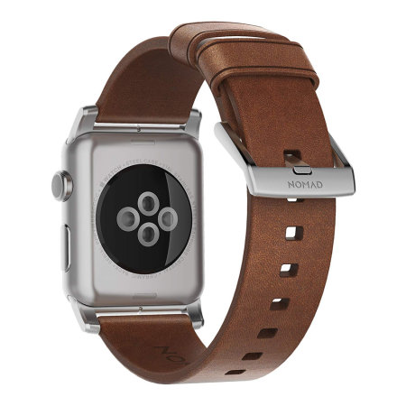 Nomad Apple Watch Strap- 44mm/42mm Brown Leather- Silver Hardware