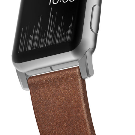 Nomad Apple Watch Strap- 44mm/42mm Brown Leather- Silver Hardware