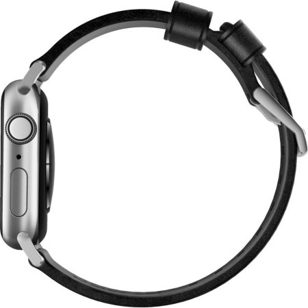 Nomad Apple Watch 44mm / 42mm Black Leather - Silver Hardware
