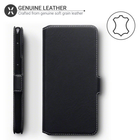 Olixar Samsung A50 Low Profile Genuine Leather Wallet Case - Black