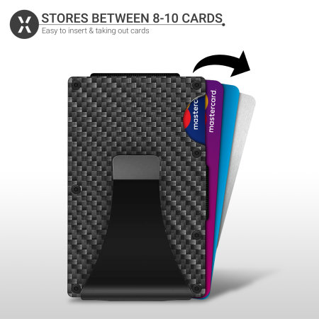 Olixar RFID Carbon Fibre Card Case With Money Clip - Black