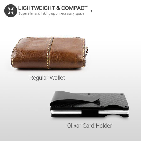 Olixar RFID Carbon Fibre Card Case With Money Clip - Black