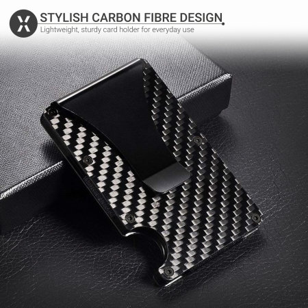 Olixar RFID Carbon Fiber Kartenetui mit Geldklammer - Schwarz