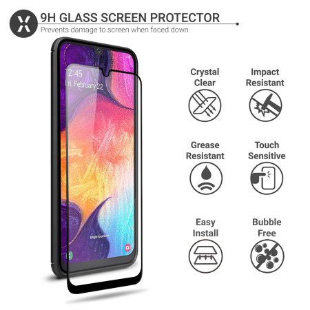 Olixar Sentinel Samsung A50 Case & Glass Screen Protector - Black