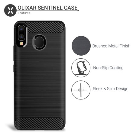 Olixar Sentinel Samsung A30 Case & Glass Screen Protector - Black