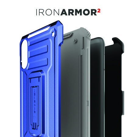 Ghostek Iron Armor 2 Samsung A10 Case & Screen Protector - Blue/Gray