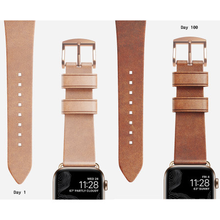 Bracelet Apple Watch 40/38mm Nomad Modern en cuir naturel – Or