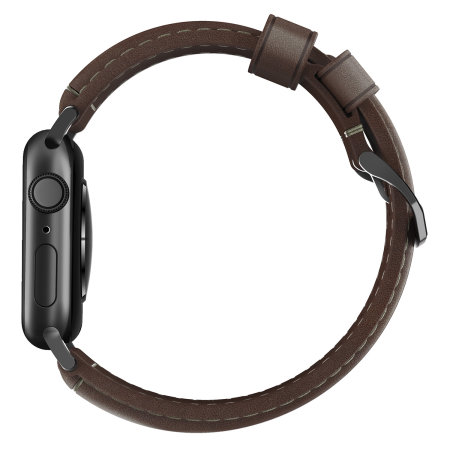 Nomad Apple Watch 44mm / 42mm Traditional  Brown Leather Strap - Black